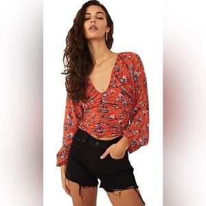 Free People New Final Rose Blouse In Rust Combo Size XS NWT $98